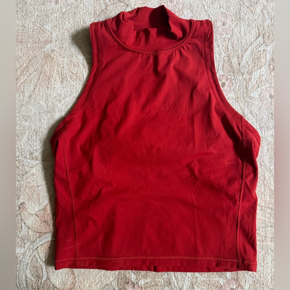 Everlane Red Perform Crop Tank Top Built in Bra